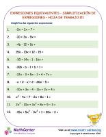 Expresiones equivalentes - Simplificación de expresiones – Hoja de trabajo #1