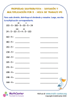 Propiedad distributiva - División y multiplicación por 5 - Hoja de trabajo #3