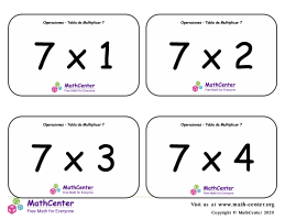 7 Tarjetas didácticas de multiplicaciones