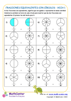 Fracciones Equivalentes Con Círculos Hoja 1