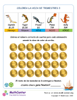 Colorea las monedas de 25 centavos (3) (Argentina)