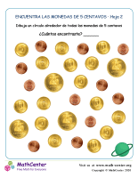 Encuentra monedas de 5 centavos (2) (Argentina)