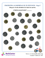Encuentra monedas de 25 centavos (2) (Ecuador)