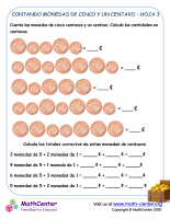 Cuenta las monedas de cinco centavos y de un centavo de Euro 3