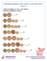 Contando diez cinco centavos de un Euro 1