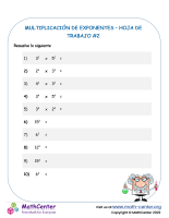Multiplicación de exponentes – Hoja de trabajo #2
