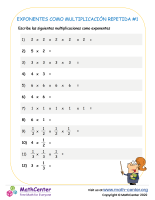 Escritura de exponentes – Hoja de trabajo #1A