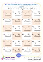 Multiplicación: Hasta 10 (1Pd) Por 1 Dígito Hoja 1