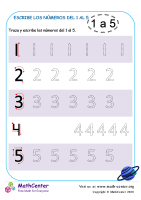 Escribiendo los números del 1 al 5