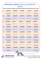 Ordenando Números Hasta Los 8 Dígitos Hoja 2