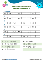 Fracciones Y Números Decimales Examen 2