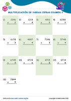 Multiplicación De Varias Cifras Examen 3
