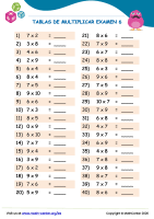 Tablas De Multiplicar Examen 6