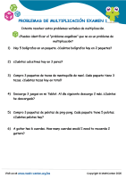 Problemas De Multiplicación Examen 1