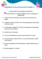 Problemas De Multiplicación Examen 11