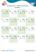 Multiplicar Y Dividir Decimales Examen 7