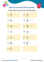 Simplificar Fracciones Examen 1