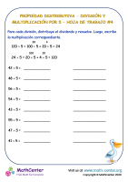 Propiedad distributiva - División y multiplicación por 5 - Hoja de trabajo #4