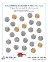 Encuentra monedas de 25 centavos (1) (Guatemala)