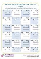 Multiplicación: Hasta 10 (2Pd) Por 1 Dígito Hoja 2