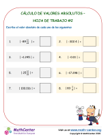 Cálculo de valores absolutos – Hoja de trabajo #2