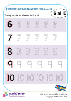 Escribiendo los números del 6 al 10