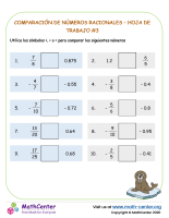 Comparación de números racionales – Hoja de trabajo #3