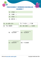 Fracciones Y Números Decimales Examen 7