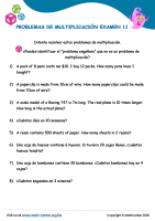 Problemas De Multiplicación Examen 11