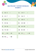 Multiplicar Y Dividir Decimales Examen 2