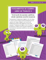 Fundamentos de álgebra: Libro de trabajo 4 - Factorización de ecuaciones cuadráticas