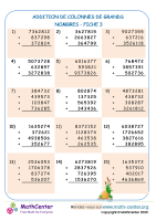 Addition de colonnes de grands nombres fiche 3
