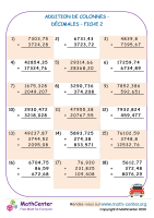 Addition de colonnes décimales fiche 2