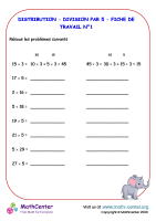 Distribution - division et multiplication par 5 - fiche de travail n° 1