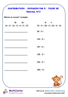 Distribution - division et multiplication par 5 - fiche de travail n° 2