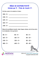 Distribution - division par 5 - fiche de travail n°1