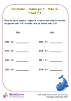 Distribution - division par 5 - fiche de travail n°3