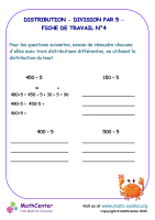 Distribution - division par 5 - fiche de travail n°4