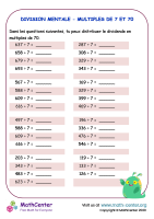 Division mentale - multiples de 7 et 70