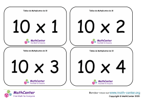 10 tables de multiplication - cartes