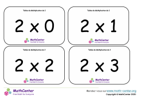2 tables de multiplication - cartes avec réponses