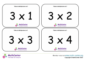 3 tables de multiplication - cartes