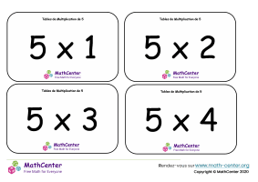 5 tables de multiplication - cartes