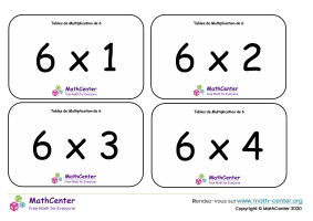 6 tables de multiplication - cartes