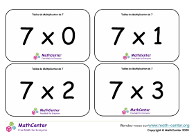 7 tables de multiplication - cartes avec réponses