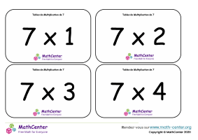 7 tables de multiplication - cartes