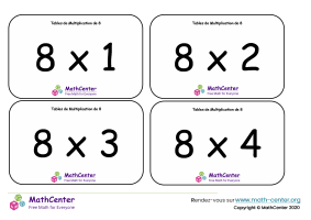 8 tables de multiplication - cartes