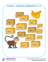 Bananes - labyrinthe numérique de 1 à 10