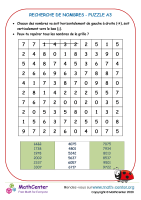 Recherche le nombre - puzzle a3