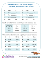 Conversion des unités métriques - longueur poids et volume 1
